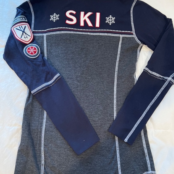 AlpNRock*Henley*Ski Patch*Embroidered*NavyGray*Women's Small - Picture 6 of 14